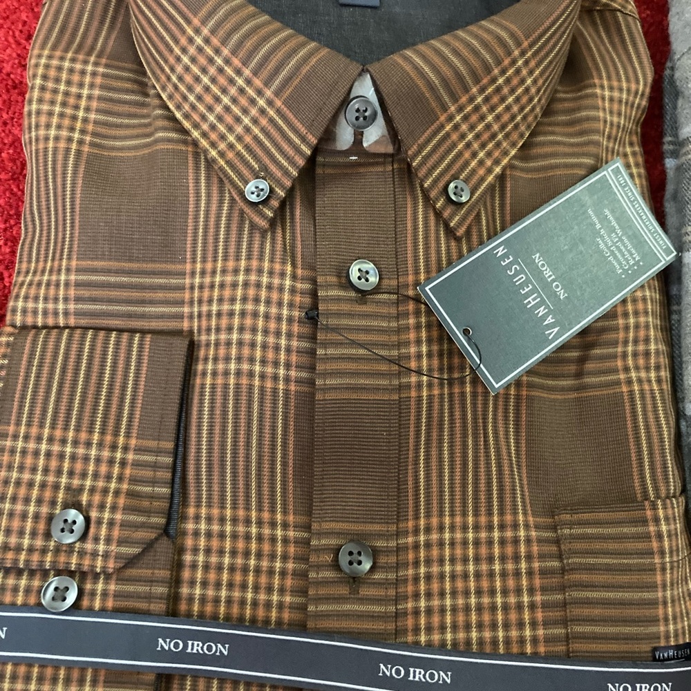 Men's Brown Plaid Van Heusen Shirt - Size 2X  NWT